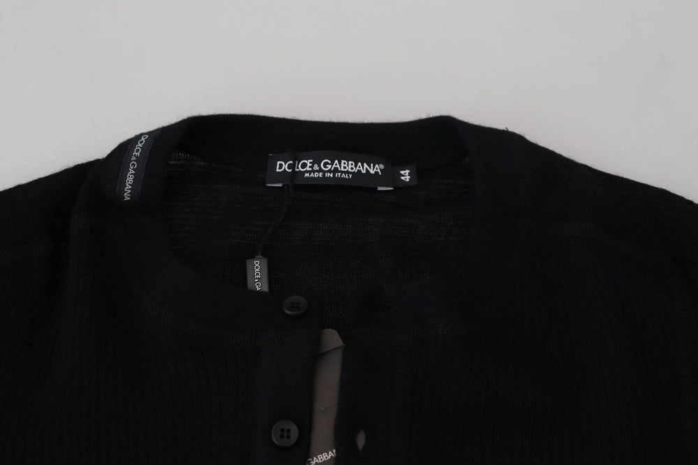 Dolce & Gabbana Black Cashmere Button Pullover Sweater - IT44 | XS - Sweaters