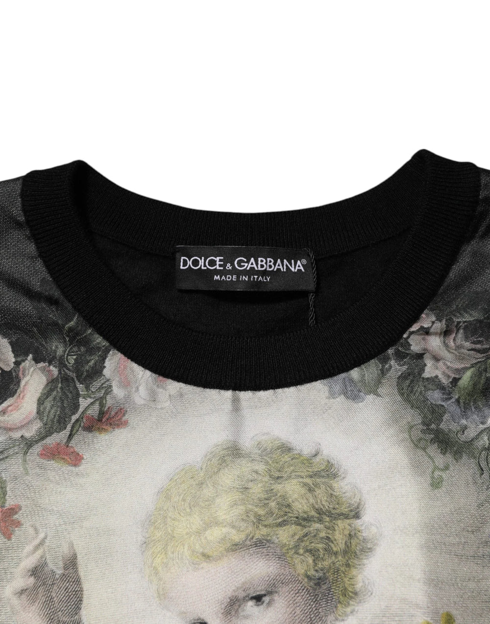 Dolce & Gabbana Black Cashmere Cherub Print Baroque Sweater - IT48 | M - Sweaters