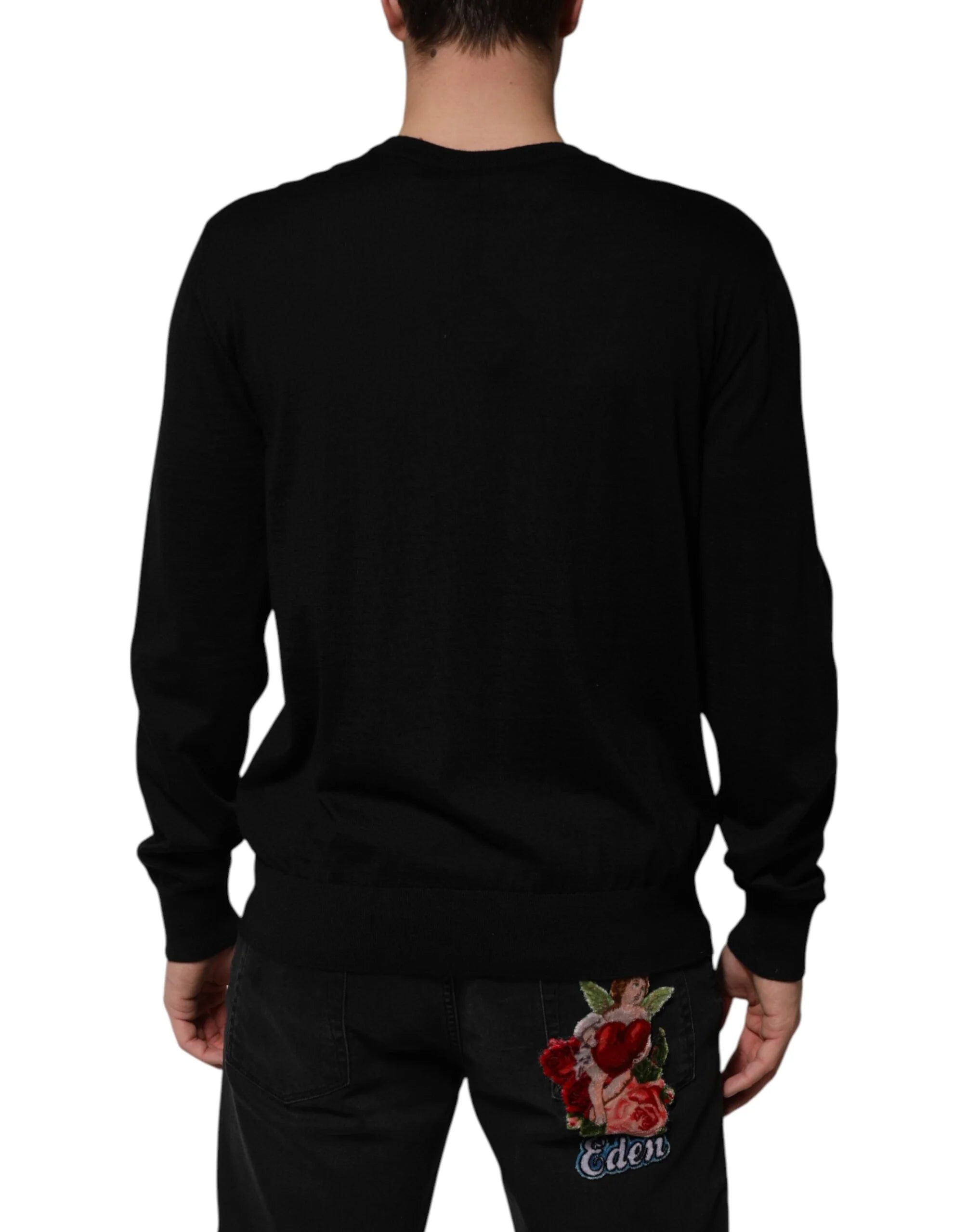 Dolce & Gabbana Black Cashmere Cherub Print Baroque Sweater - IT48 | M - Sweaters