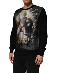 Dolce & Gabbana Black Cashmere Cherub Print Baroque Sweater - IT48 | M - Sweaters