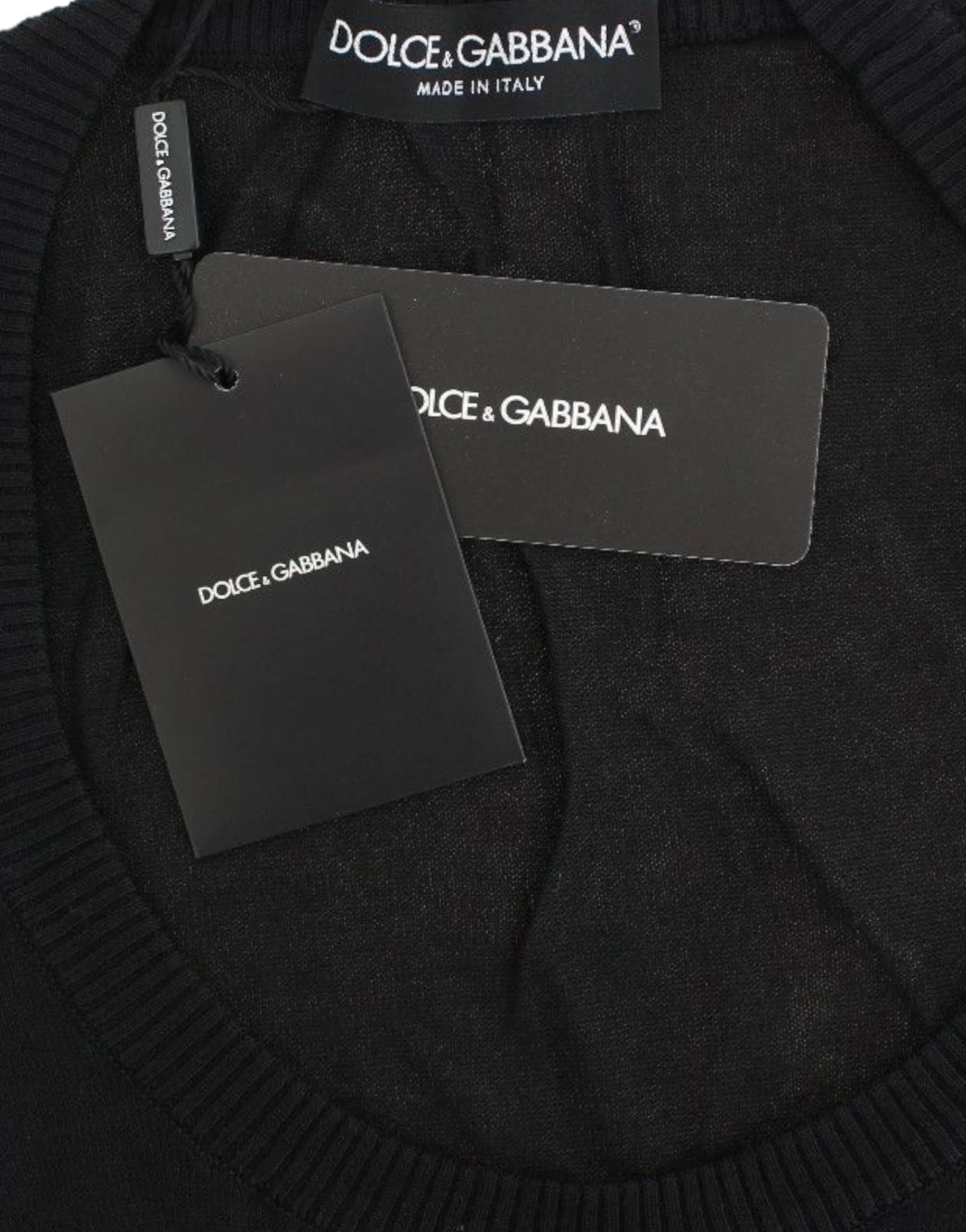 Dolce & Gabbana Black Cashmere Crewneck Sweater Pullover - IT38|XS - Sweaters