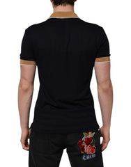 Dolce & Gabbana Black Cashmere Crown Logo Men Polo T-shirt - IT46 | S - Polos