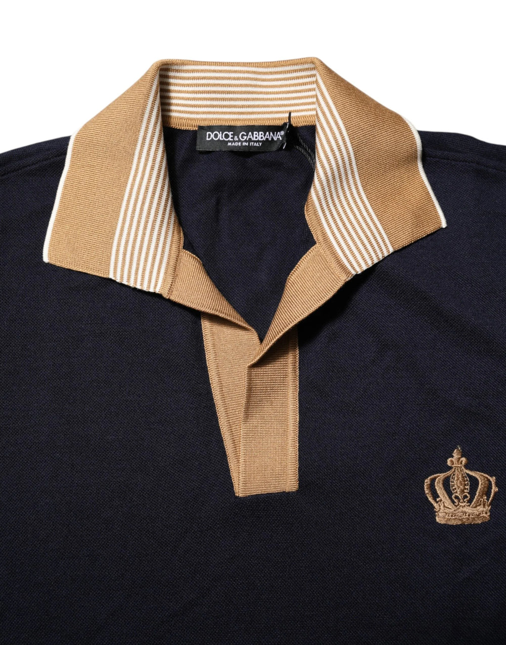 Dolce & Gabbana Black Cashmere Crown Logo Men Polo T-shirt - IT46 | S - Polos