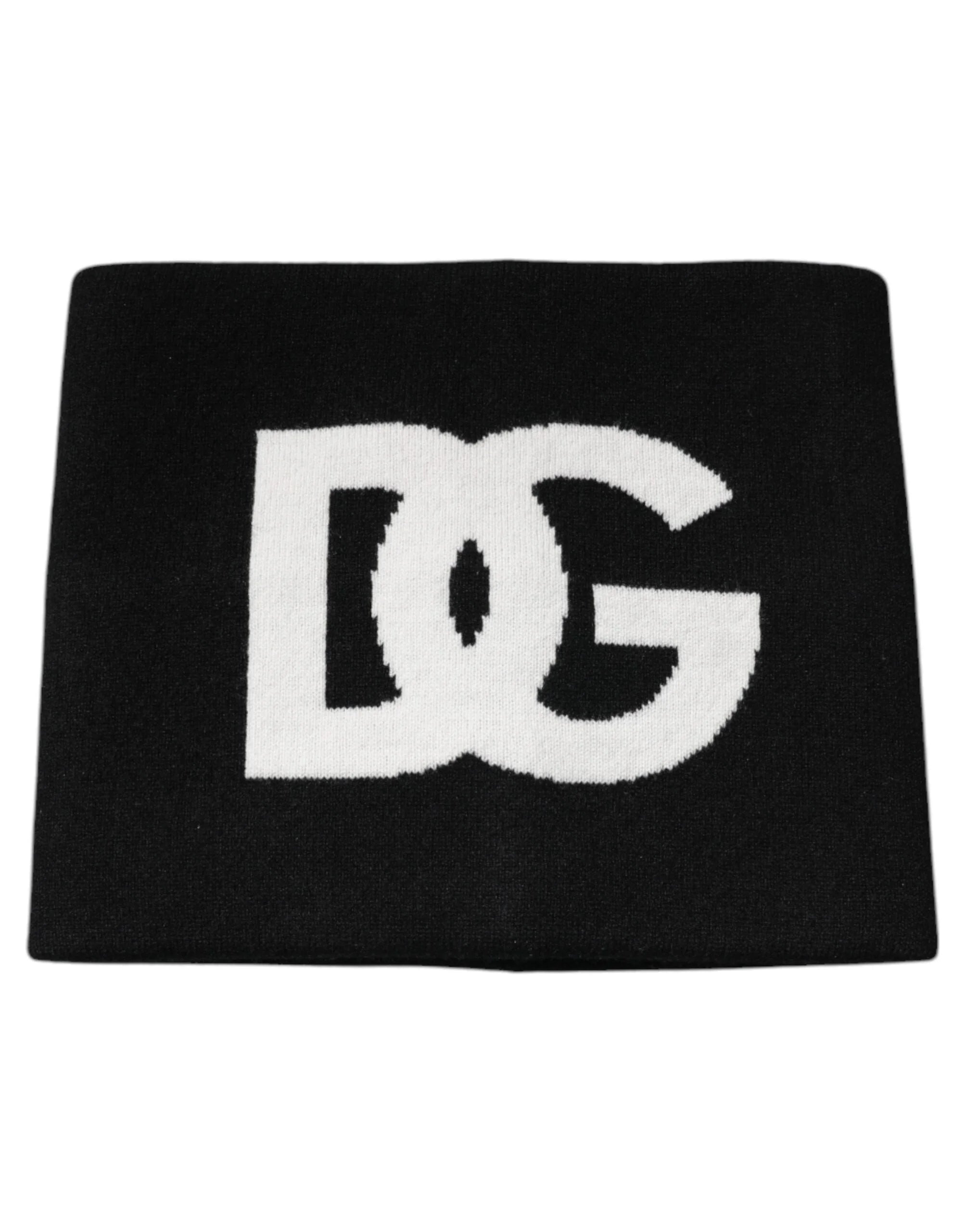 Dolce & Gabbana Black Cashmere DG Logo Square Handkerchief Scarf - Scarves & Shawls