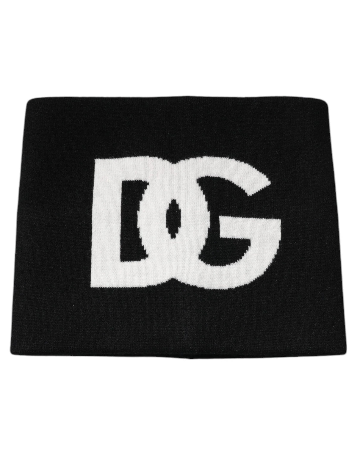 Dolce & Gabbana Black Cashmere DG Logo Square Handkerchief Scarf - Scarves & Shawls