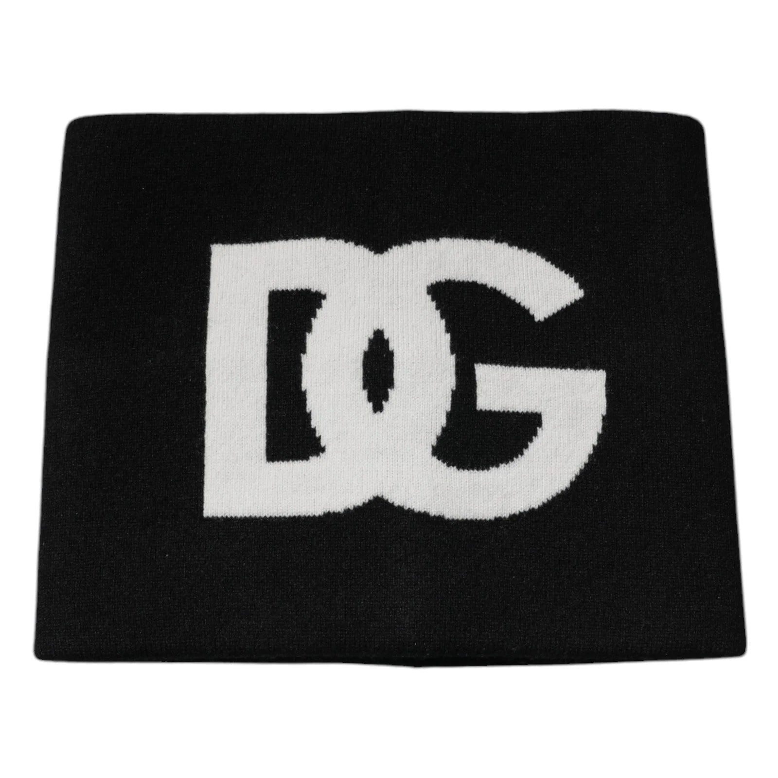 Dolce & Gabbana Black Cashmere DG Logo Square Handkerchief Scarf - Scarves & Shawls