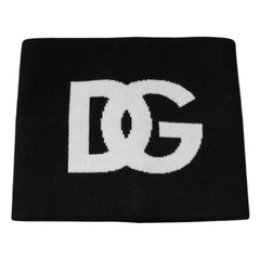 Dolce & Gabbana Black Cashmere DG Logo Square Handkerchief Scarf - Scarves & Shawls