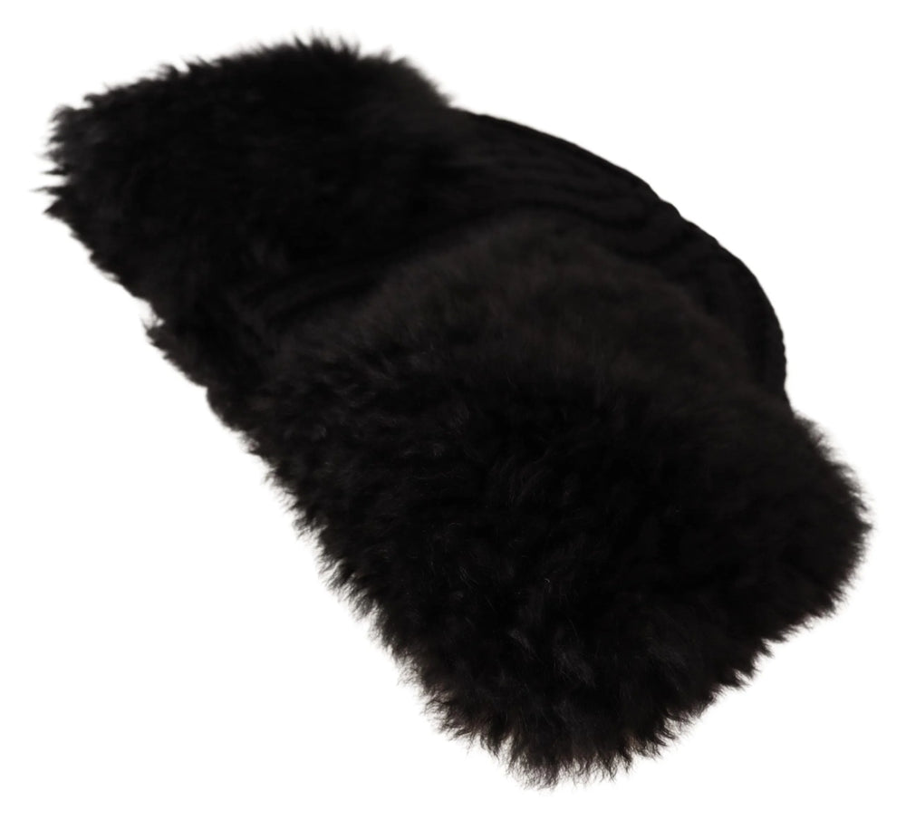 Dolce & Gabbana Black Cashmere Fur Women Beanie Women Hat - 57 cm|S - Beanies
