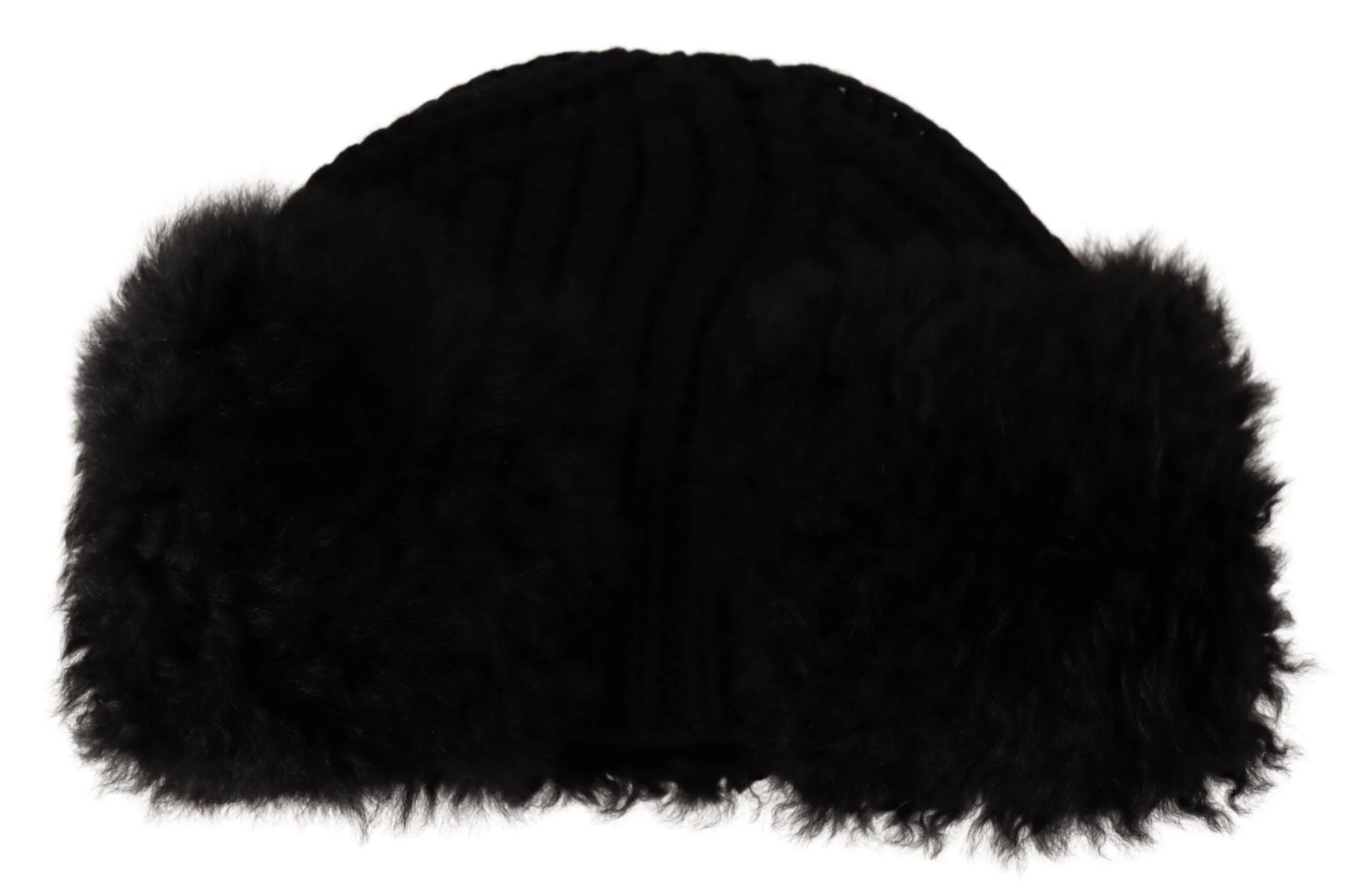 Dolce & Gabbana Black Cashmere Fur Women Beanie Women Hat - 57 cm|S - Beanies