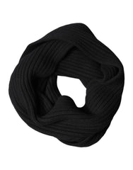 Dolce & Gabbana Black Cashmere Knit Neck Wrap Shawl 202cm x 26cm Scarf