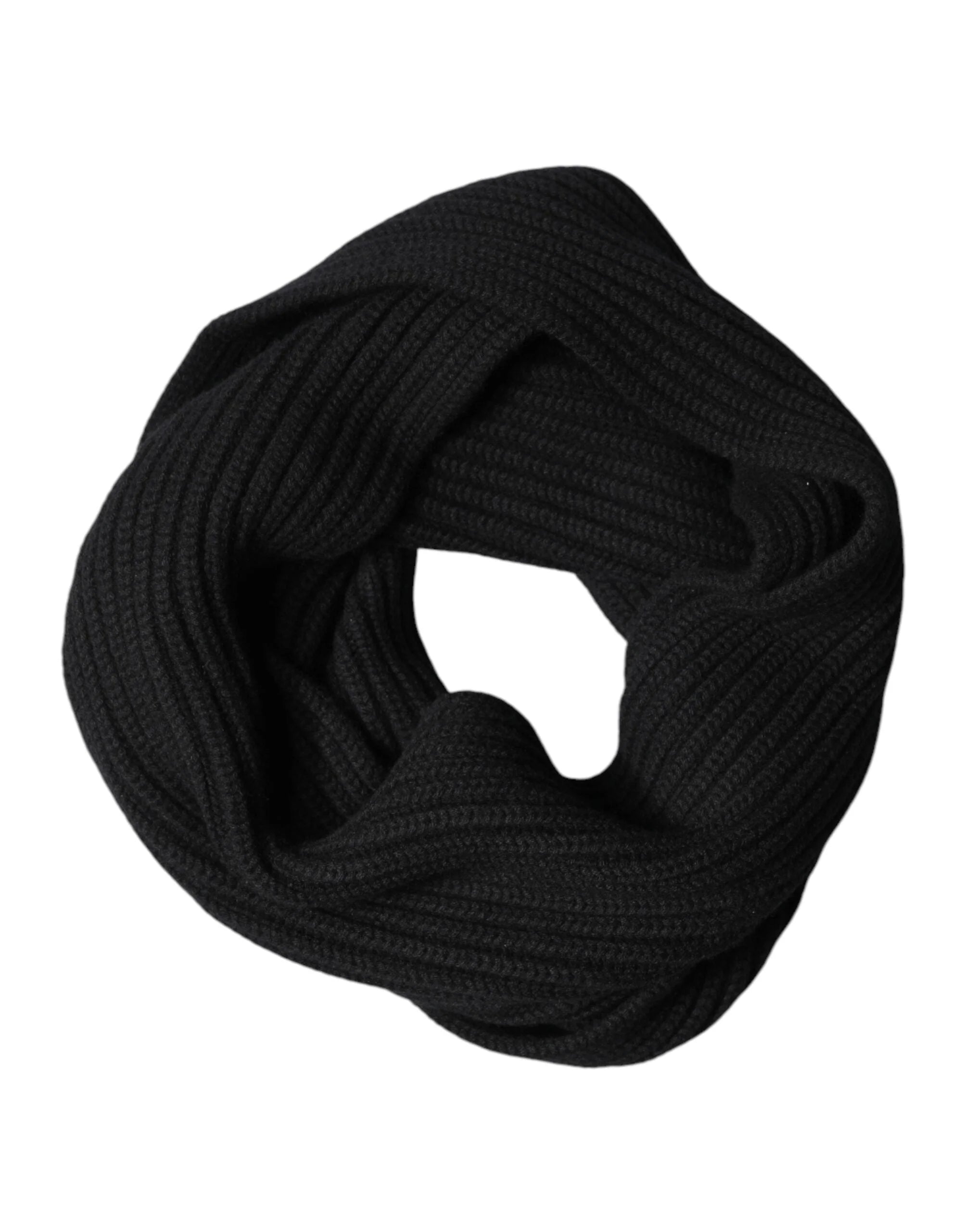 Dolce & Gabbana Black Cashmere Knit Neck Wrap Shawl 202cm x 26cm Scarf