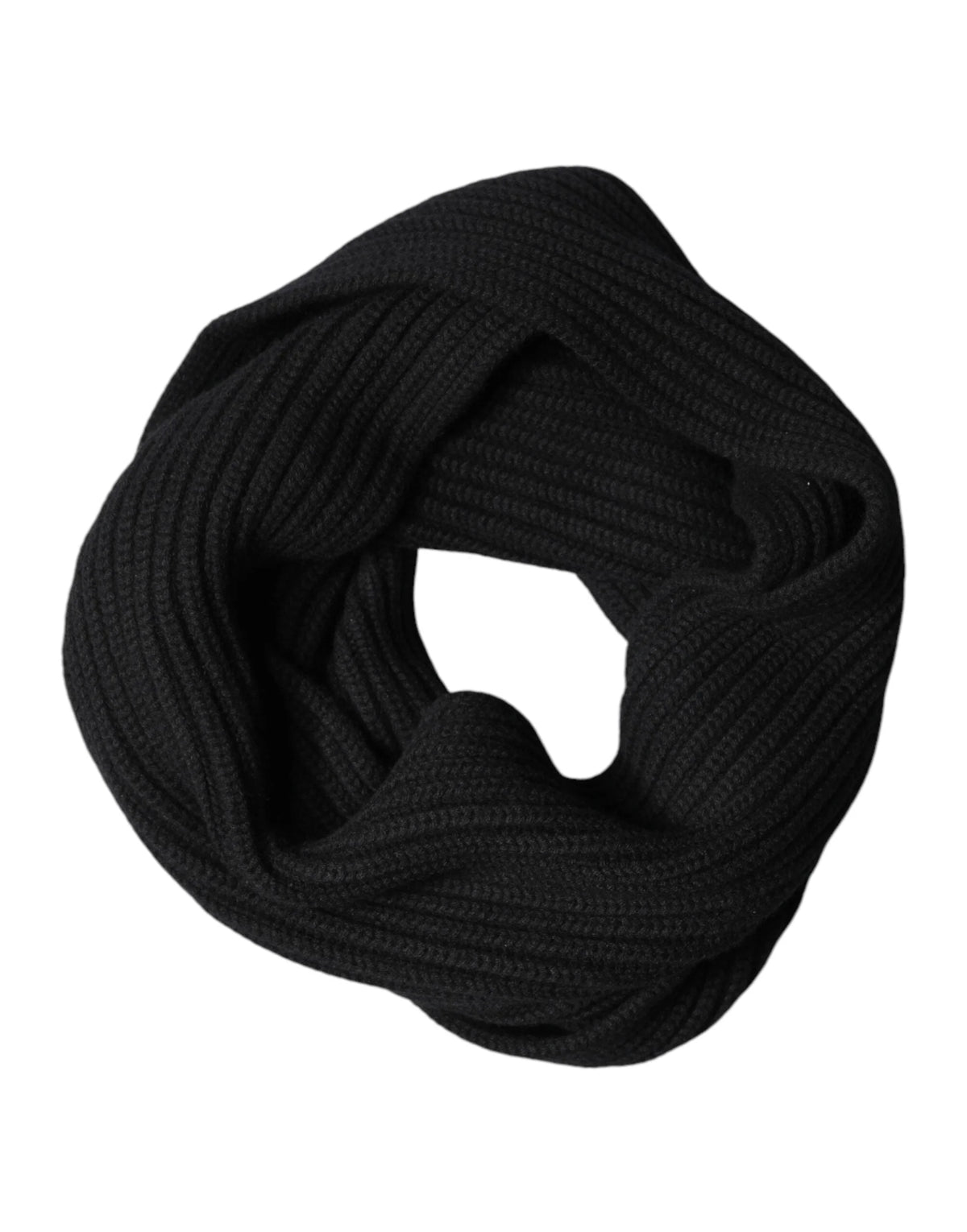 Dolce & Gabbana Black Cashmere Knit Neck Wrap Shawl 202cm x 26cm Scarf