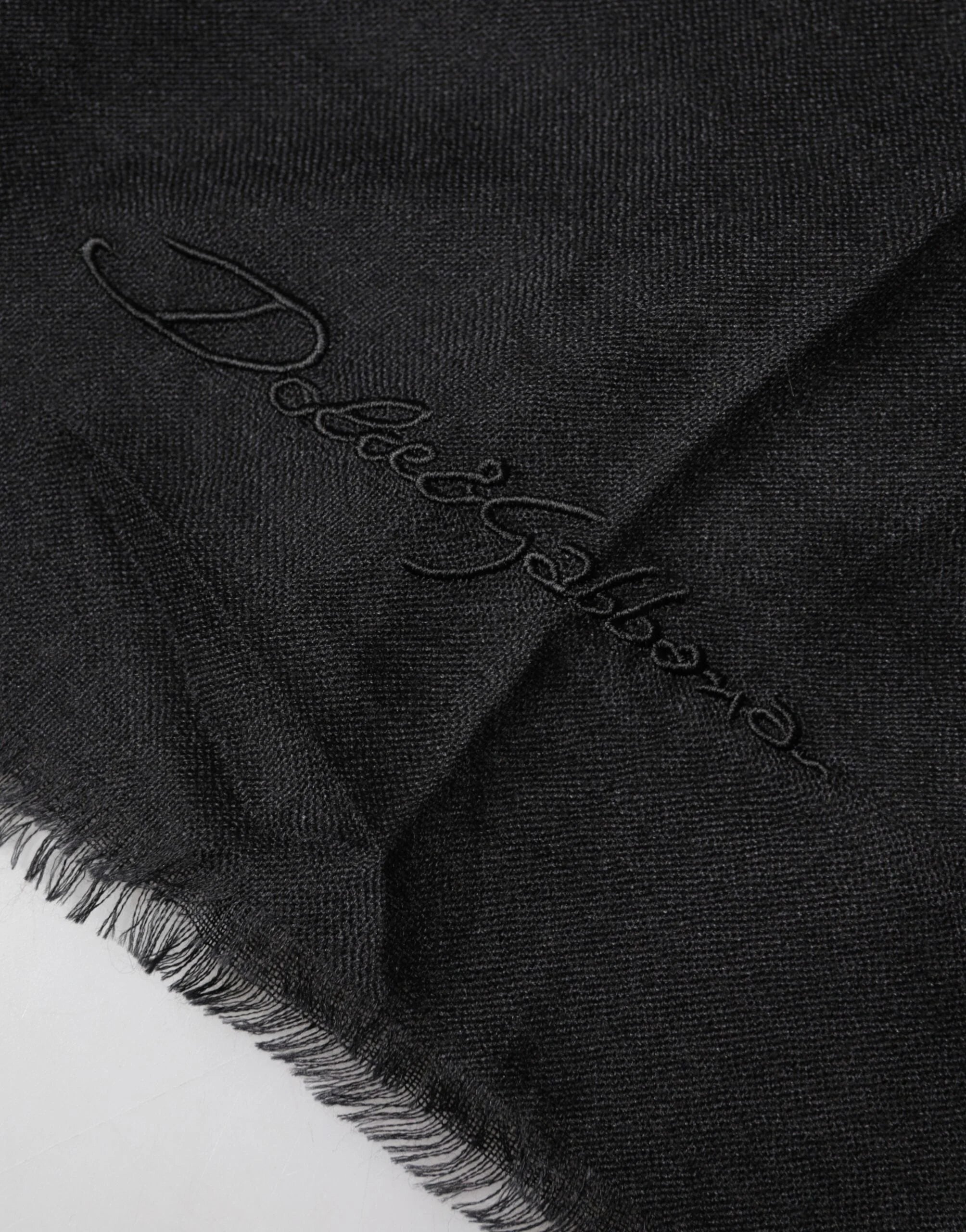 Dolce & Gabbana Black Cashmere Knit Neck Wrap Shawl Scarf