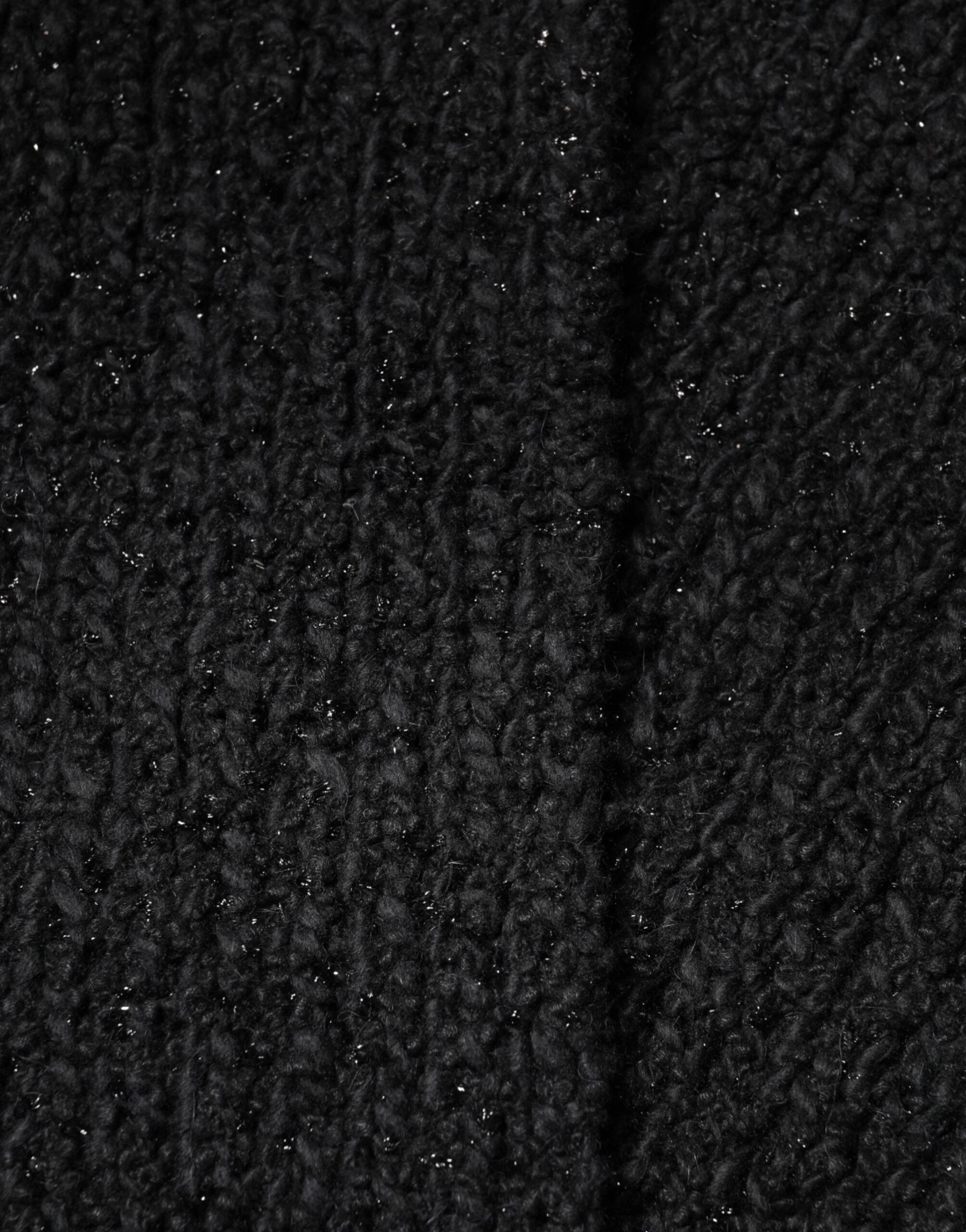 Dolce & Gabbana Black Cashmere Knit Shawl Fringes Scarf