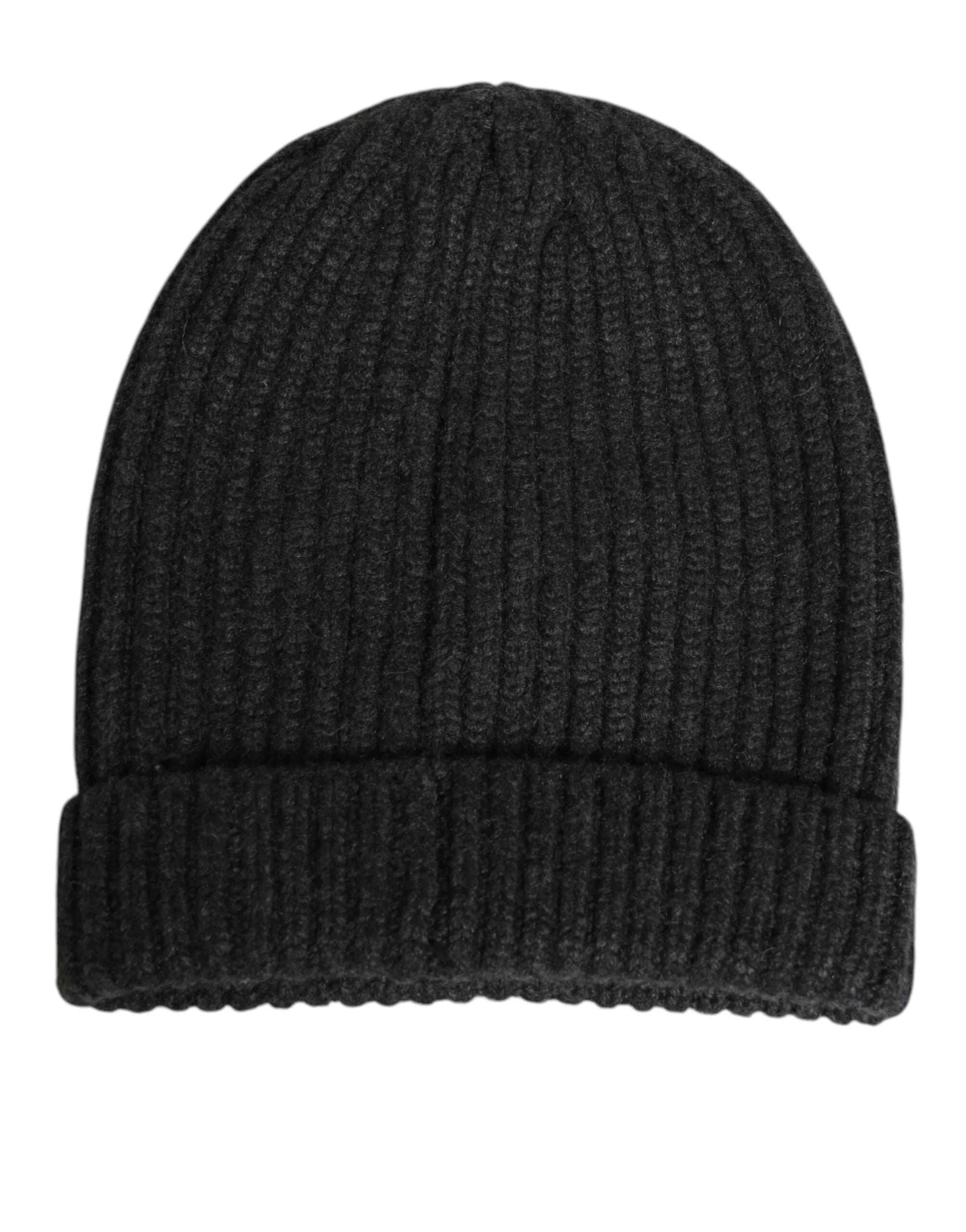 Dolce & Gabbana Black Cashmere Knitted Beanie Men Capello Hat - Beanies
