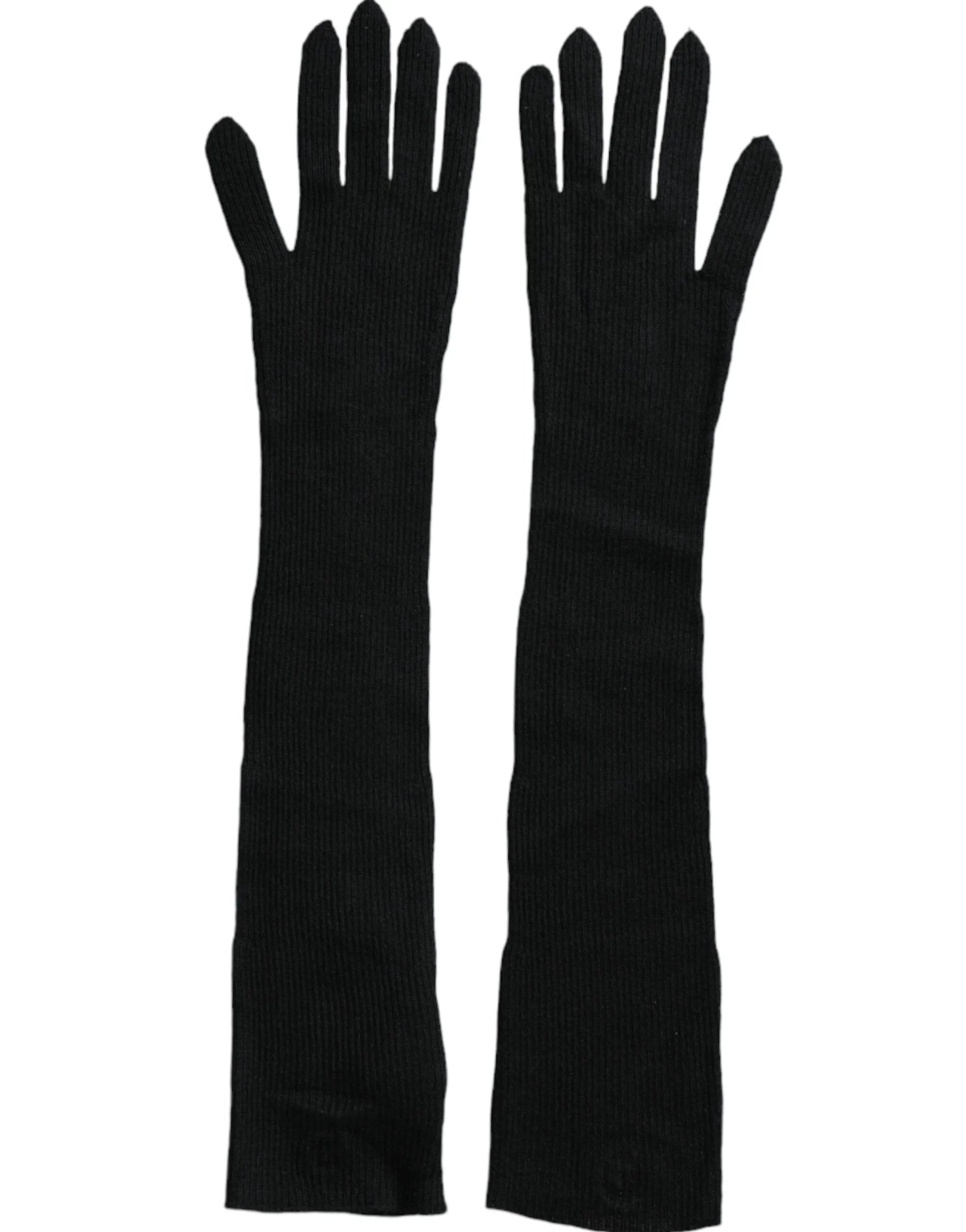 Dolce & Gabbana Black Cashmere Knitted Elbow Length Gloves - Gloves & Mittens