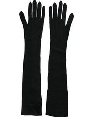 Dolce & Gabbana Black Cashmere Knitted Elbow Length Gloves - Gloves & Mittens