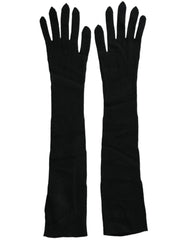 Dolce & Gabbana Black Cashmere Knitted Elbow Length Gloves - Gloves & Mittens