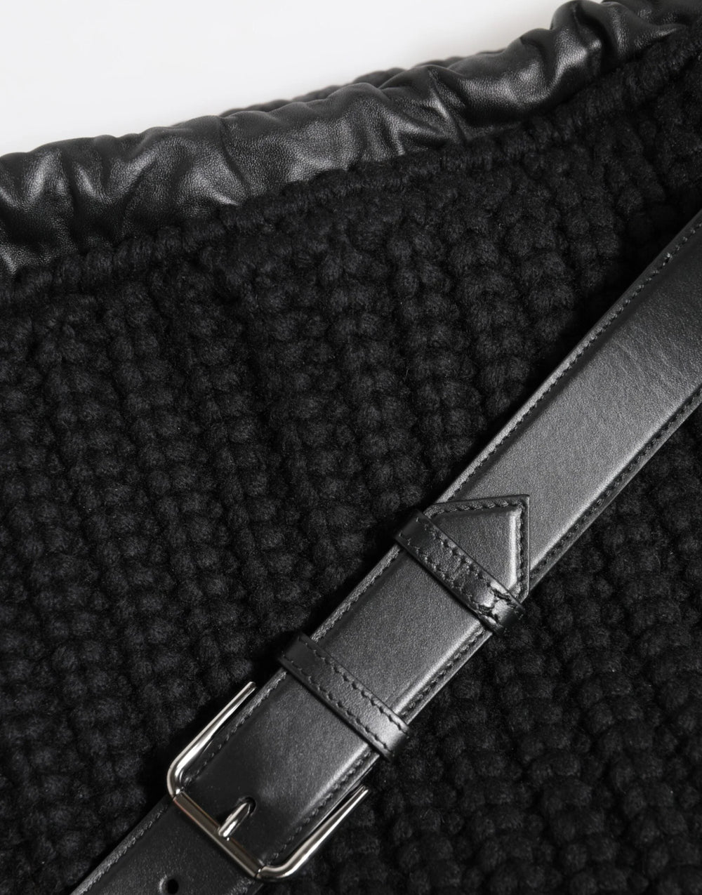 Dolce & Gabbana Black Cashmere Knitted Leather Shoulder Women Borse Bag - Shoulder Bags