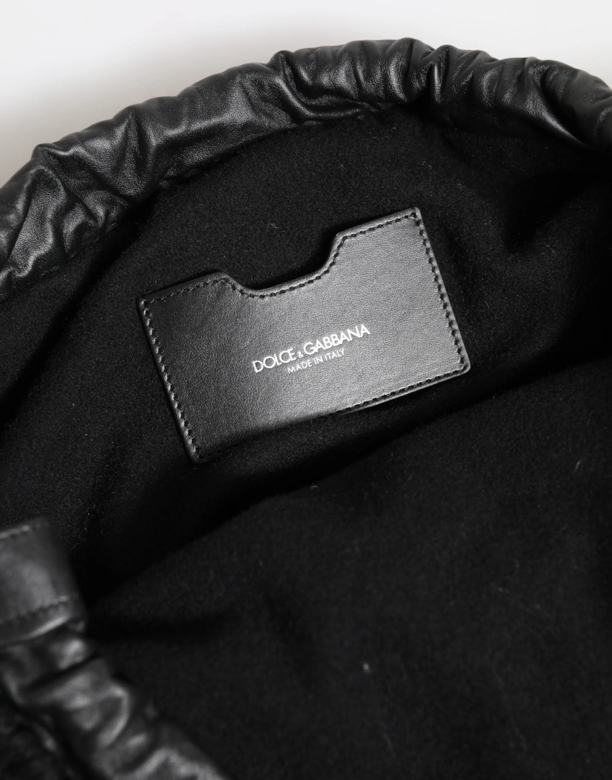 Dolce & Gabbana Black Cashmere Knitted Leather Shoulder Women Borse Bag - Shoulder Bags