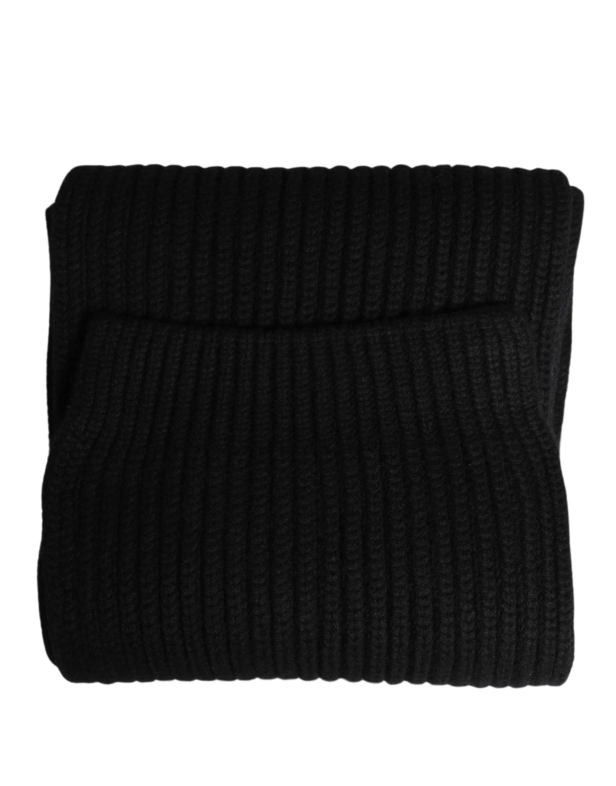 Dolce & Gabbana Black Cashmere Knitted Men Neck Warmer One Size Scarf - Scarves & Shawls