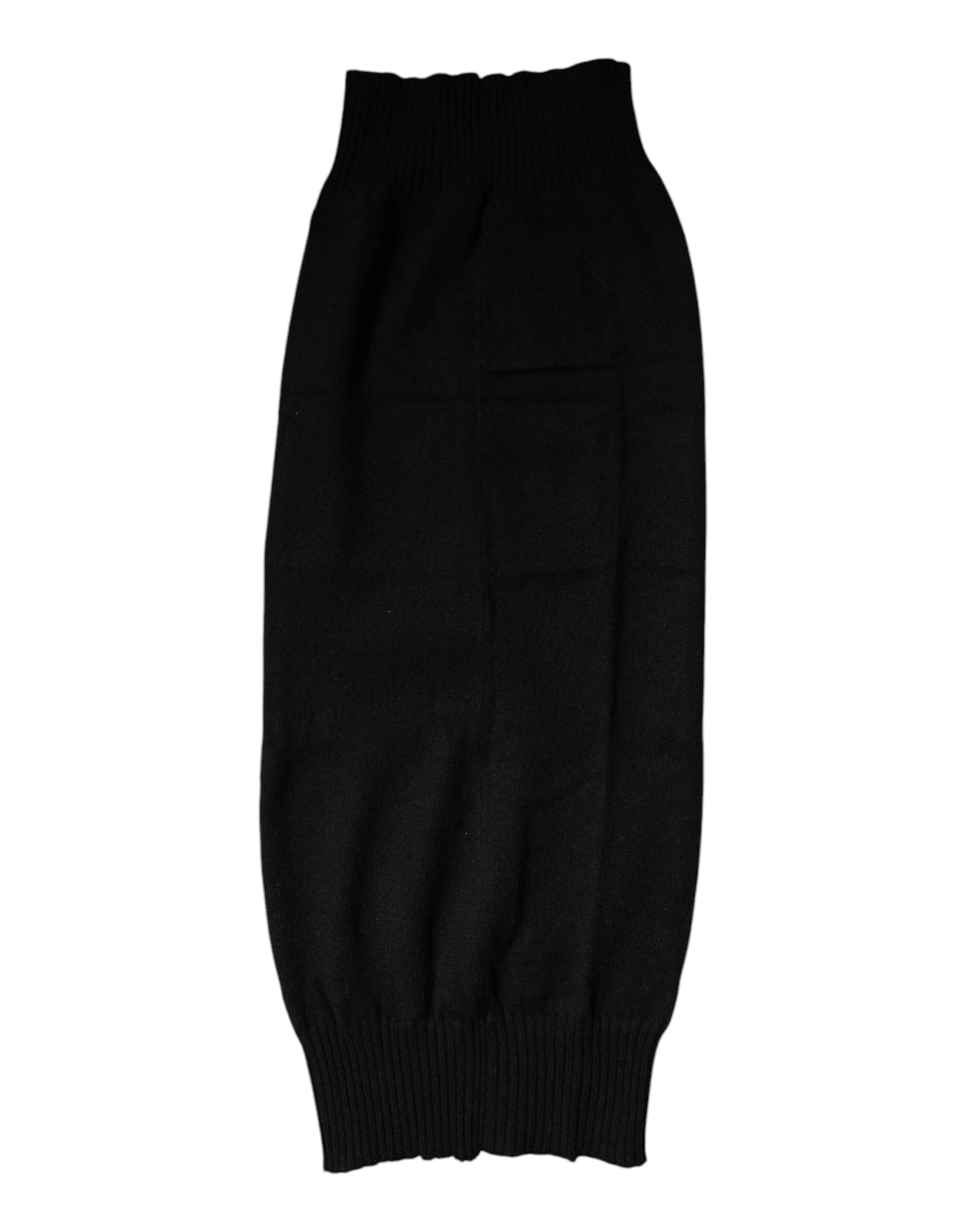 Dolce & Gabbana Black Cashmere Knitted Neck Warmer Foulard Scarf - Neck Gaiters