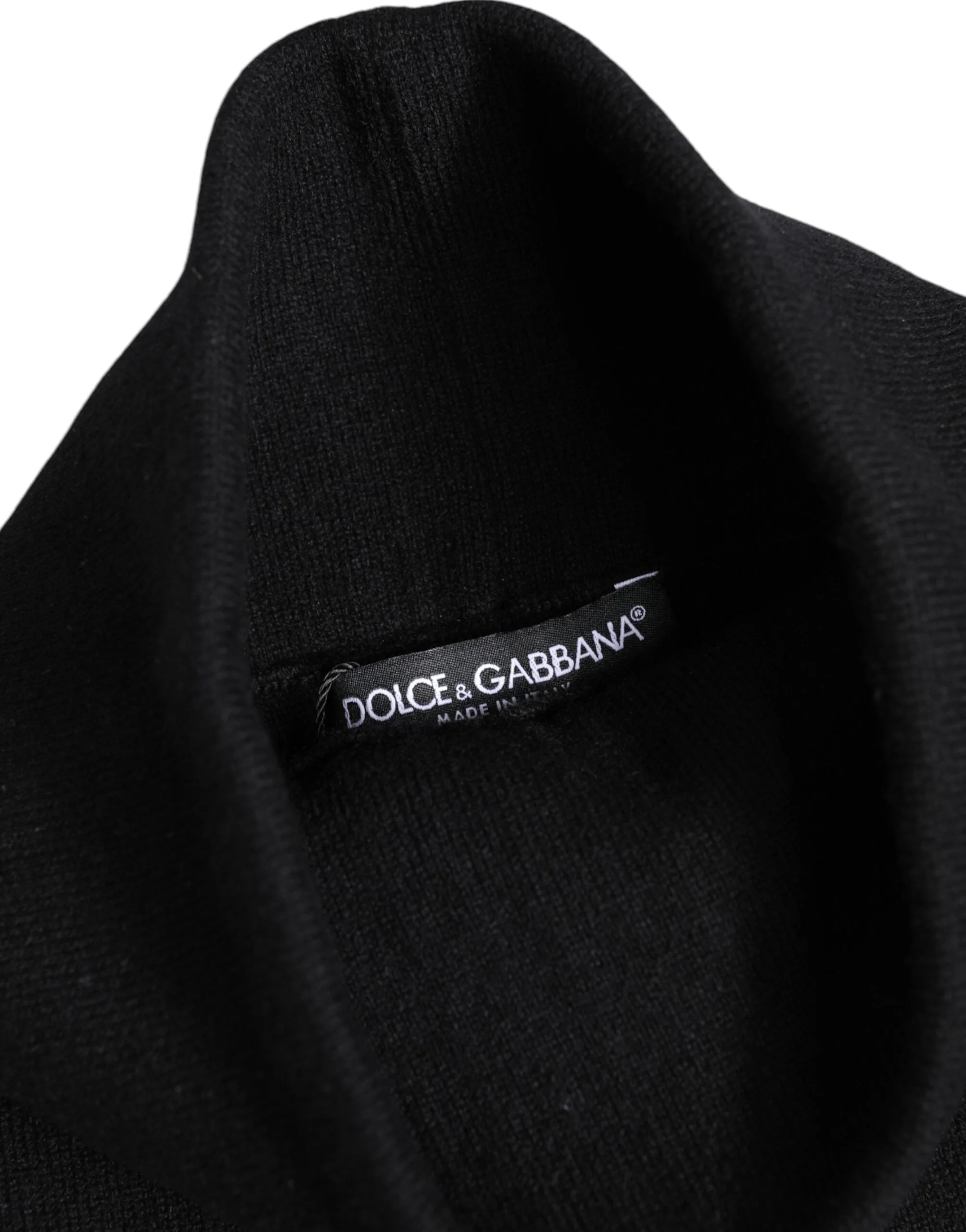 Dolce & Gabbana Black Cashmere Knitted Neck Warmer Foulard Scarf - Scarves & Shawls