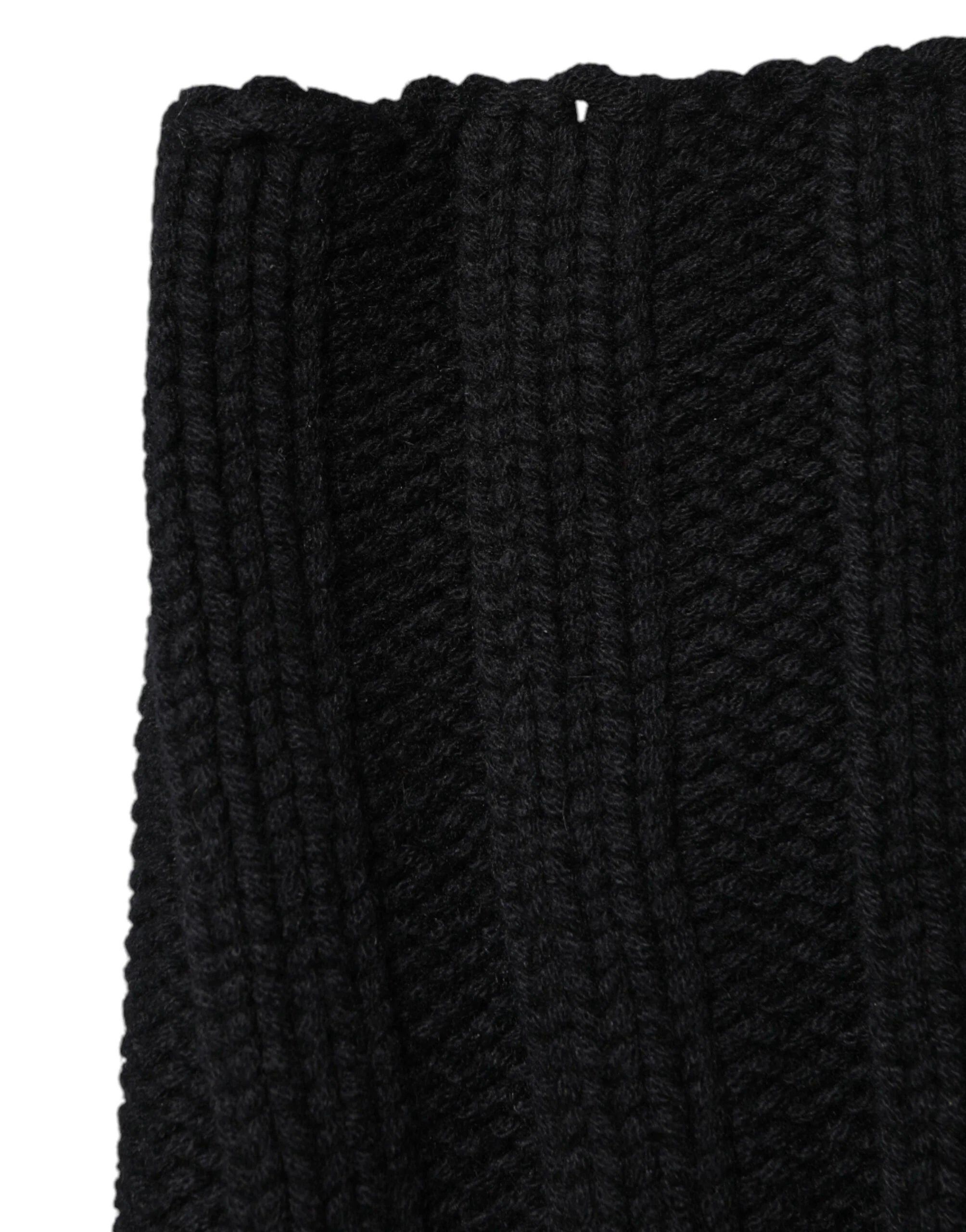 Dolce & Gabbana Black Cashmere Knitted Neck Warmer Foulard Scarf - Neck Gaiters