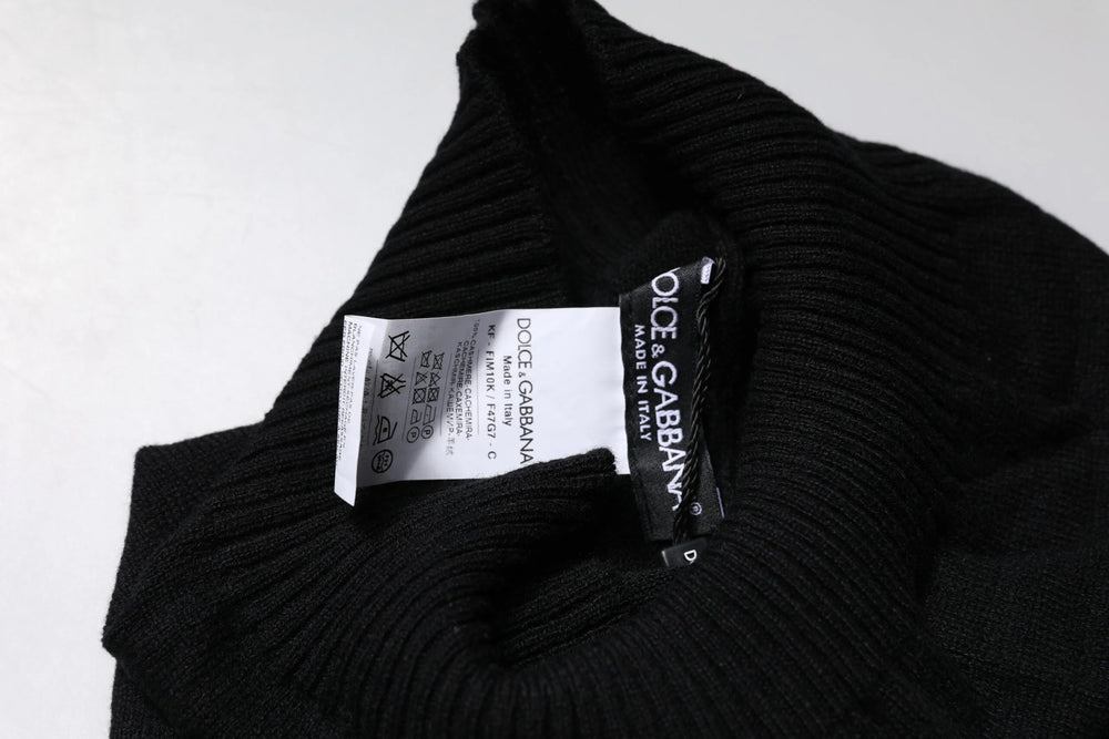 Dolce & Gabbana Black Cashmere Knitted Neck Warmer Foulard Scarf - Neck Gaiters