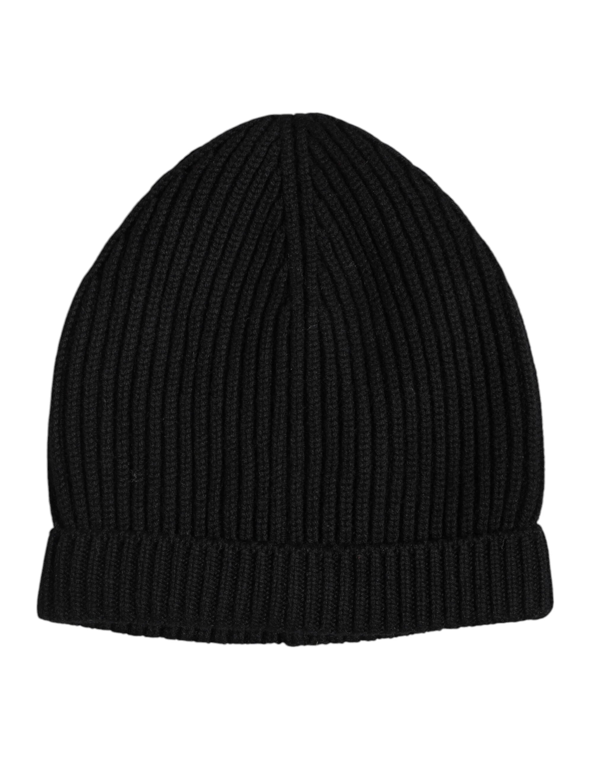 Dolce & Gabbana Black Cashmere Knitted Winter Beanie Hat - Beanies