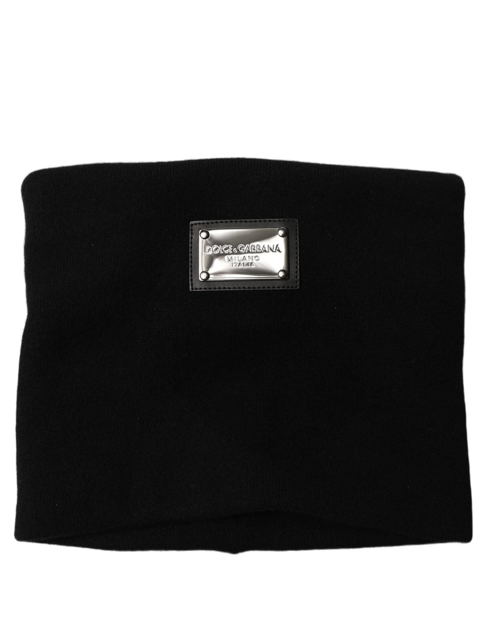 Dolce & Gabbana Black Cashmere Logo Plaque Neck Warmer Scarf