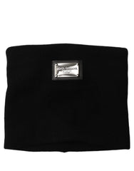 Dolce & Gabbana Black Cashmere Logo Plaque Neck Warmer Scarf