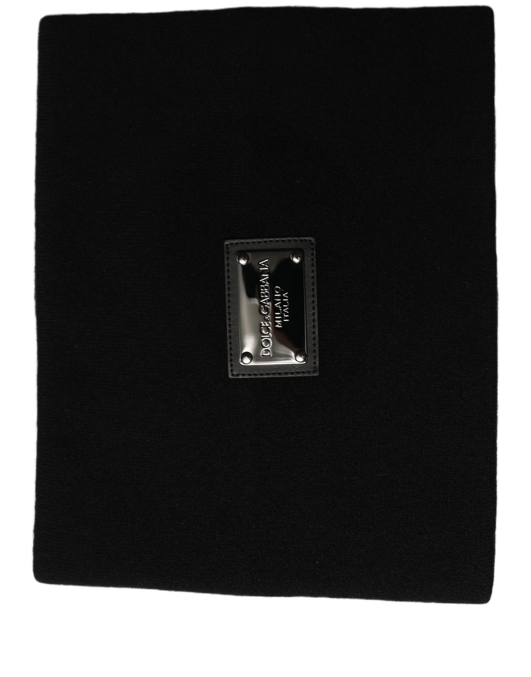 Dolce & Gabbana Black Cashmere Logo Plaque Neck Warmer Scarf