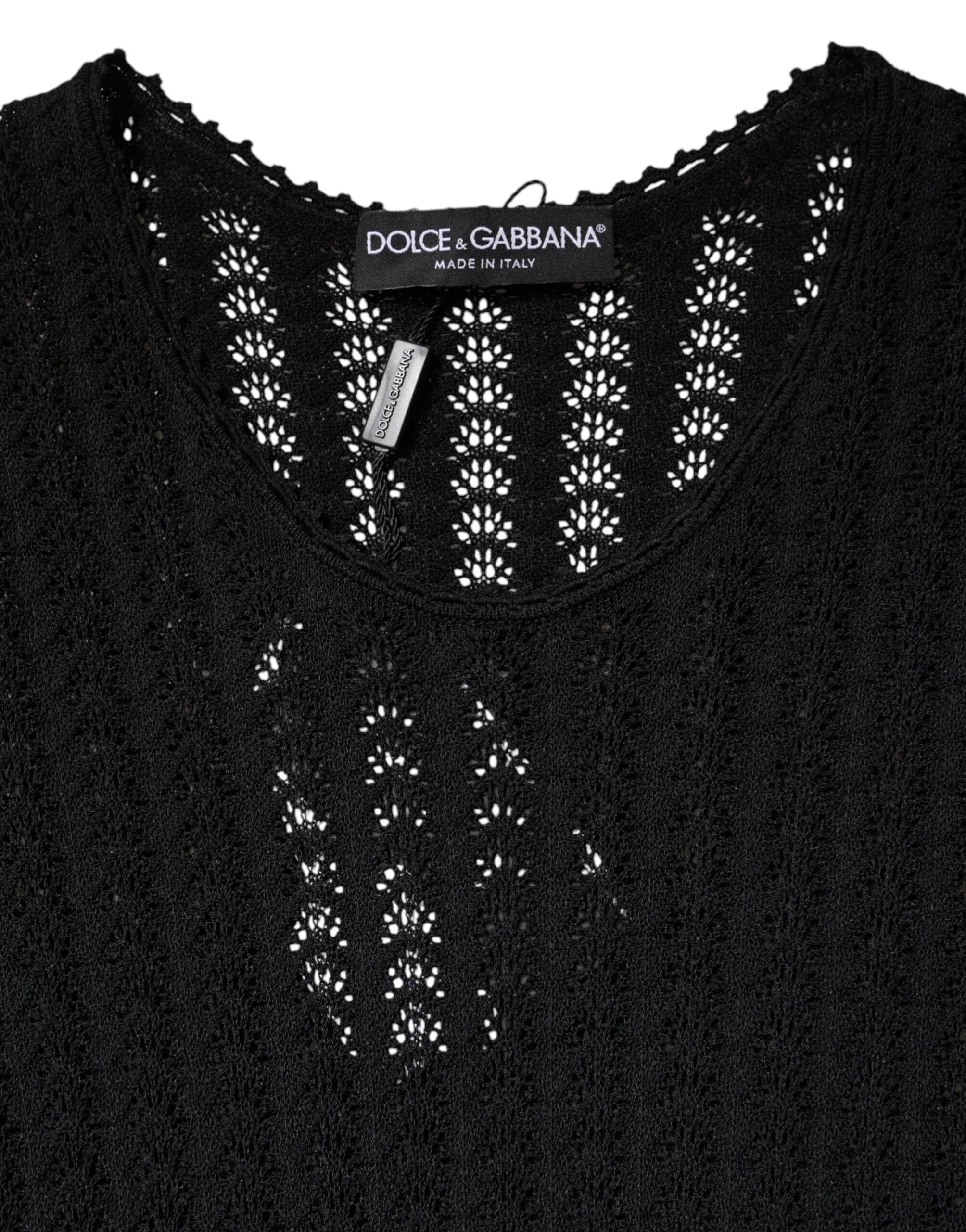 Dolce & Gabbana Black Cashmere Long Sleeves A-line Midi Dress - IT40|S - Dresses