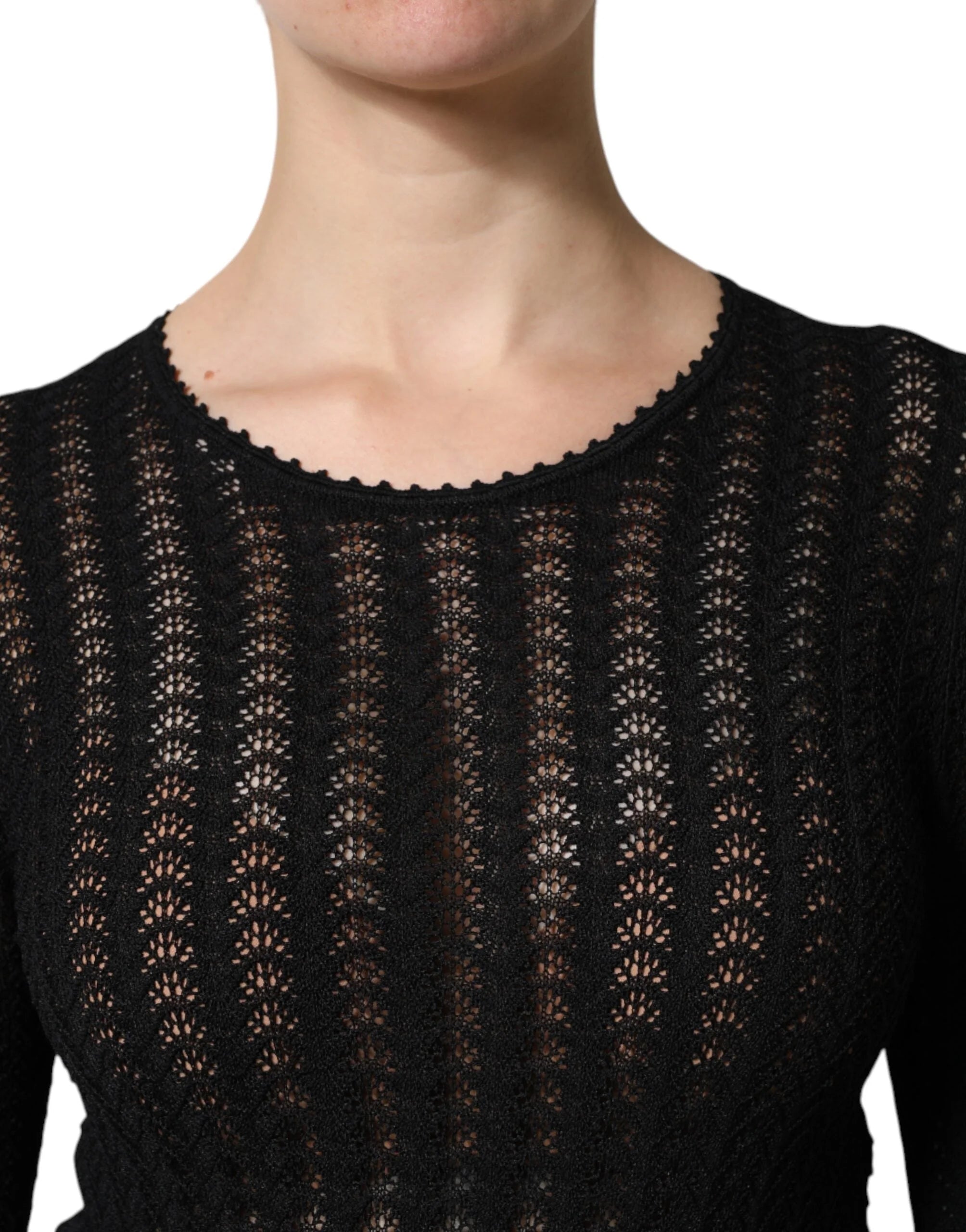 Dolce & Gabbana Black Cashmere Long Sleeves A-line Midi Dress - IT40|S