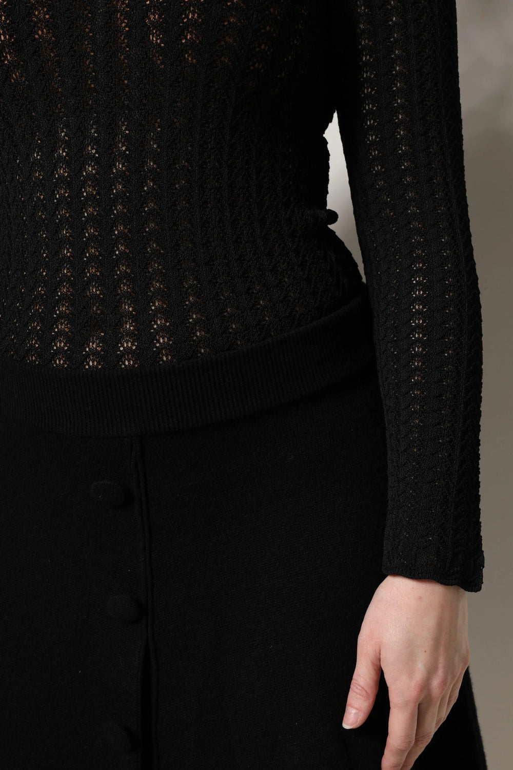 Dolce & Gabbana Black Cashmere Long Sleeves A-line Midi Dress - IT40|S - Dresses