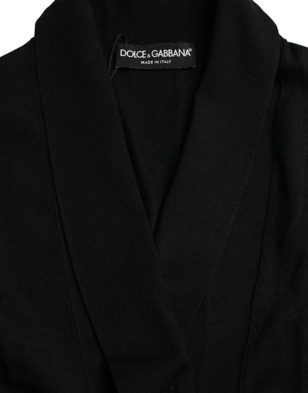 Dolce & Gabbana Black Cashmere Long Sleeves Belted Wrap Robe - IT48 | M - Robes