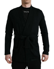 Dolce & Gabbana Black Cashmere Long Sleeves Belted Wrap Robe - IT48 | M - Robes