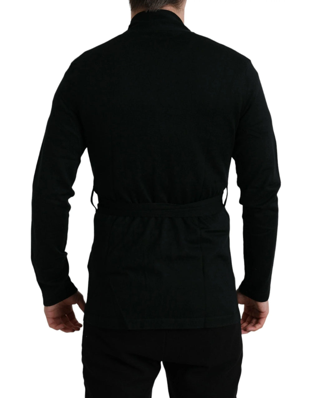 Dolce & Gabbana Black Cashmere Long Sleeves Belted Wrap Robe - IT48 | M - Robes