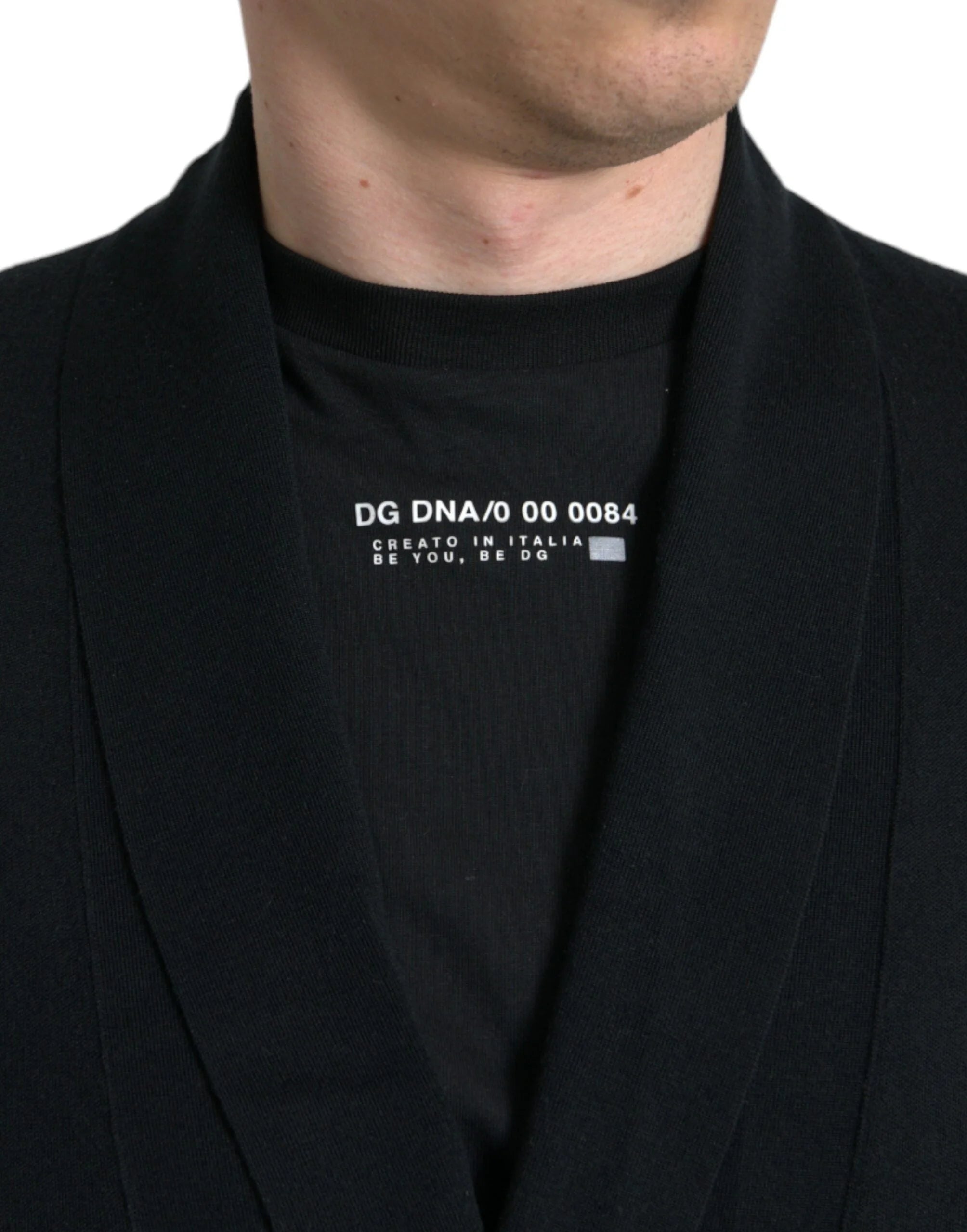 Dolce & Gabbana Black Cashmere Long Sleeves Belted Wrap Robe - IT48 | M - Robes