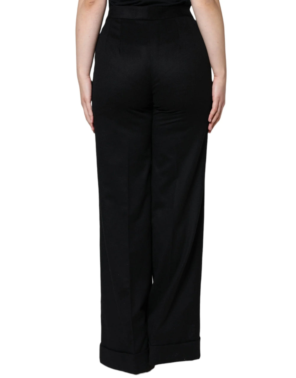 Dolce & Gabbana Black Cashmere Mid Waist Women Boot Cut Pants - Trousers