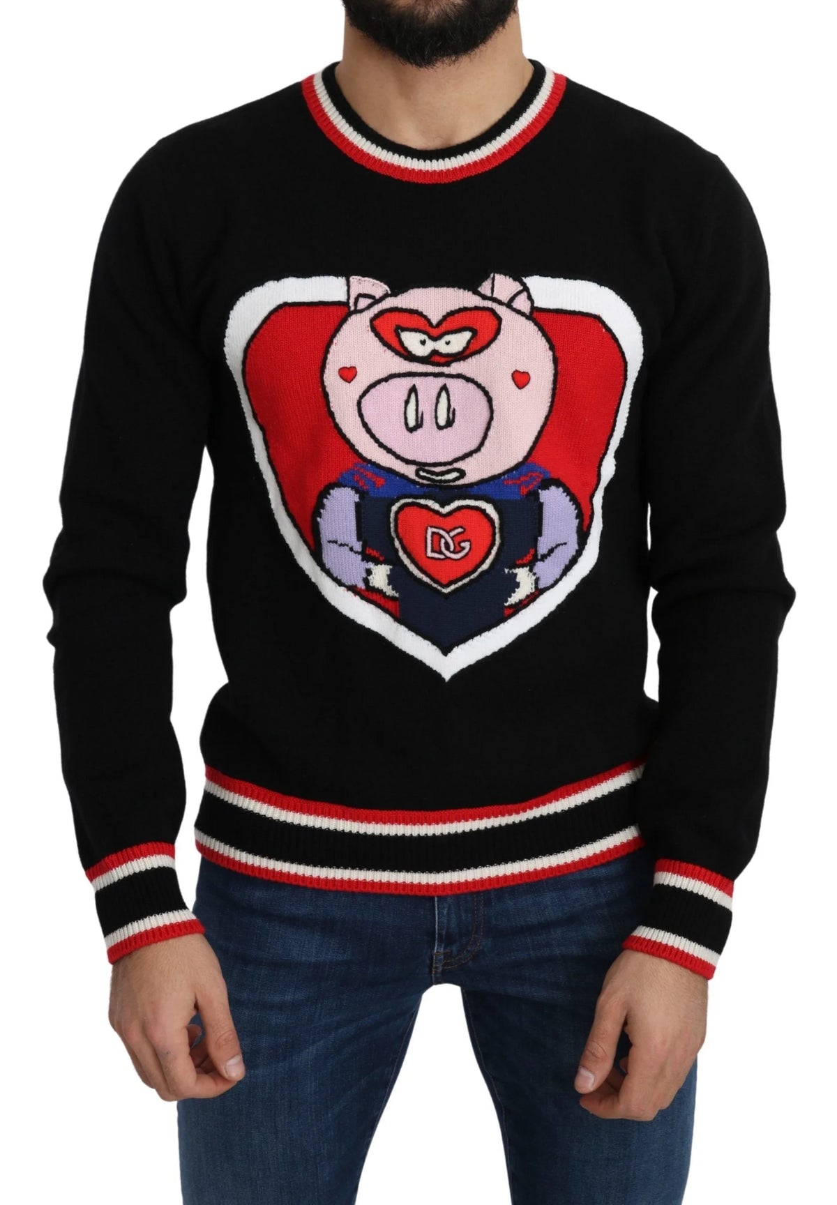 Dolce & Gabbana Black Cashmere Pig of the Year Pullover Sweater - Sweaters