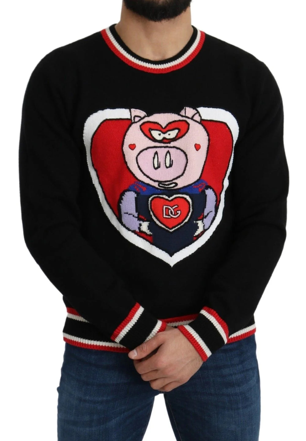 Dolce & Gabbana Black Cashmere Pig of the Year Pullover Sweater - Sweaters