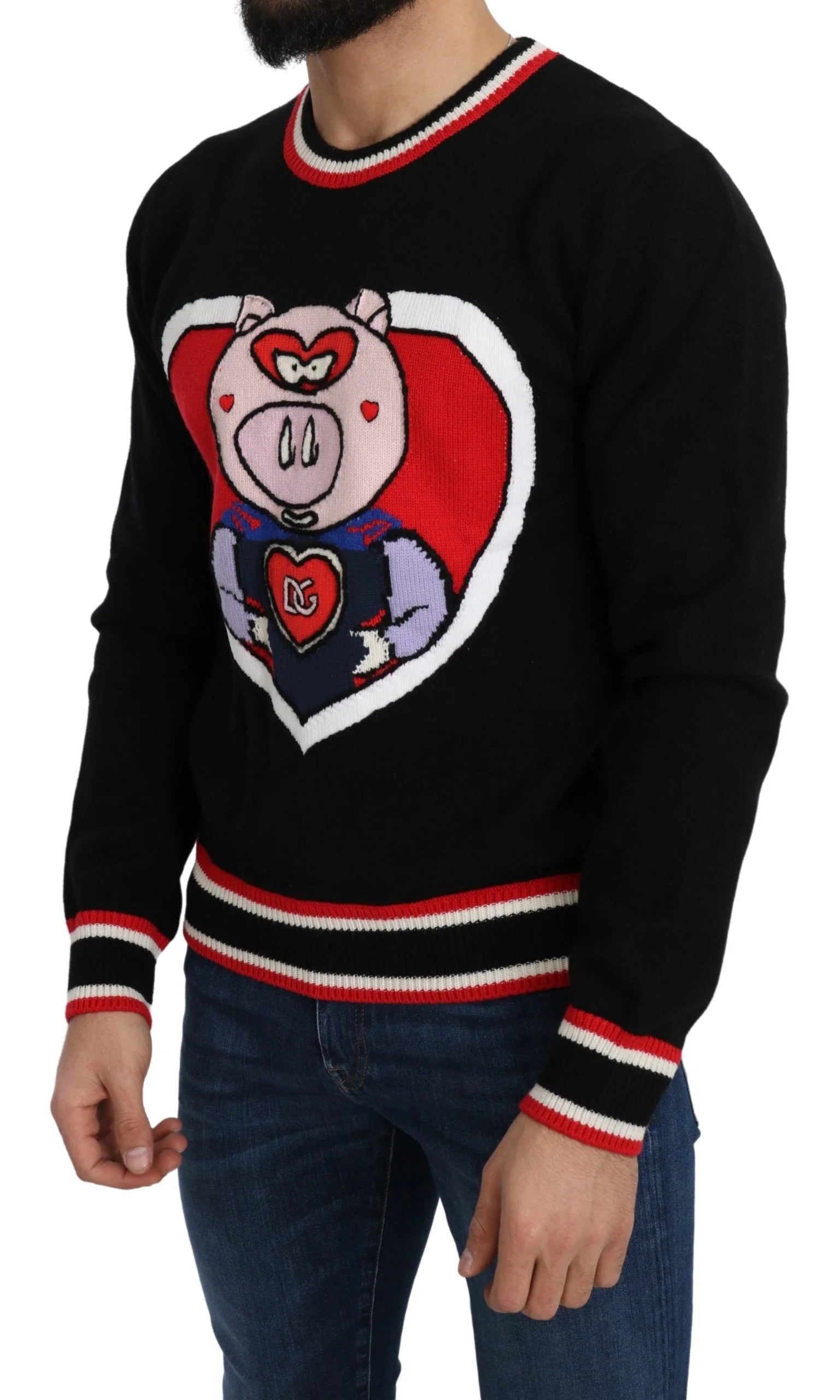 Dolce & Gabbana Black Cashmere Pig of the Year Pullover Sweater - Sweaters