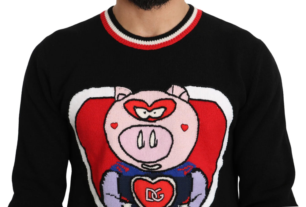 Dolce & Gabbana Black Cashmere Pig of the Year Pullover Sweater - Sweaters