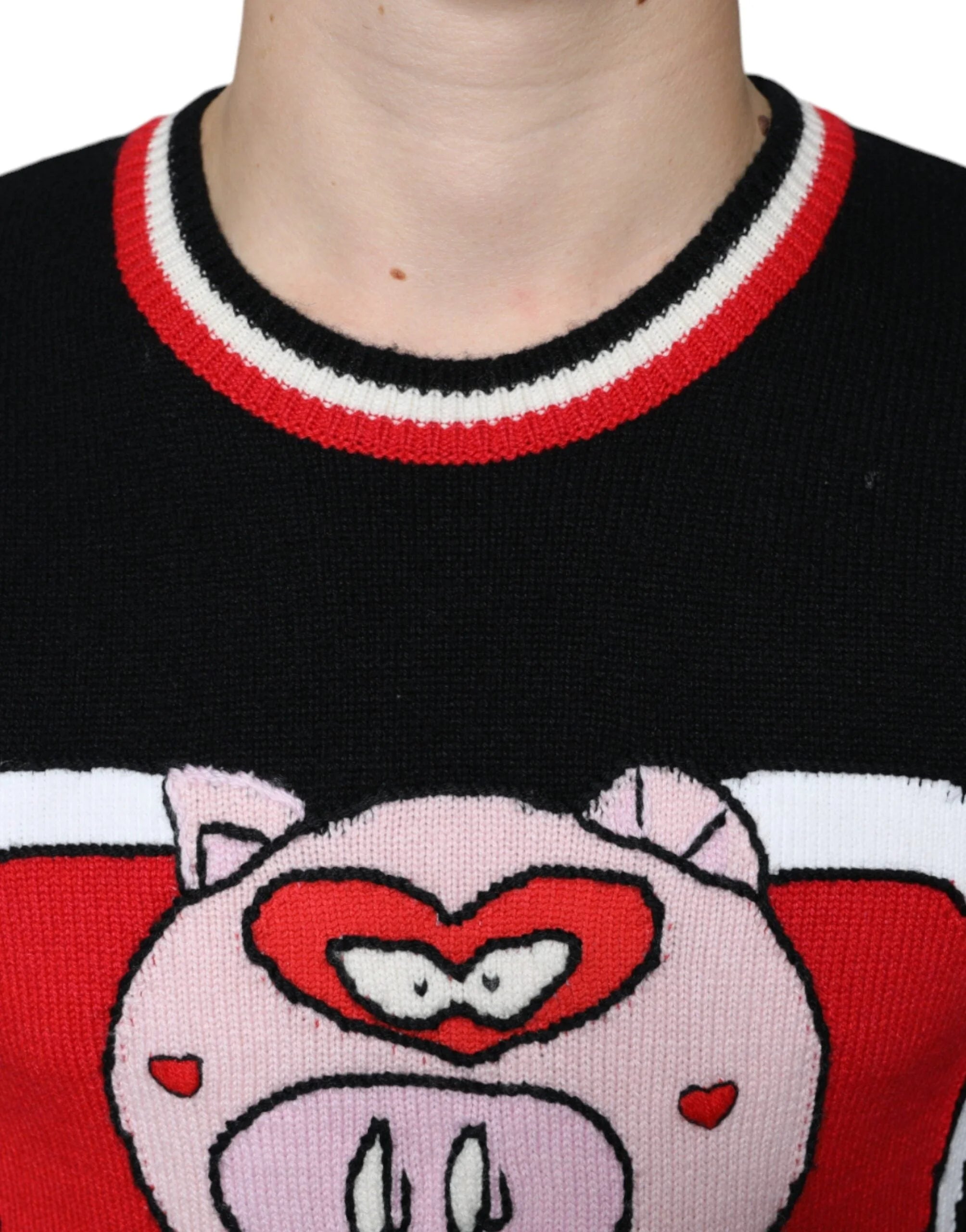 Dolce & Gabbana Black Cashmere Pig of the Year Pullover Sweater - IT44 | XS - Sweaters