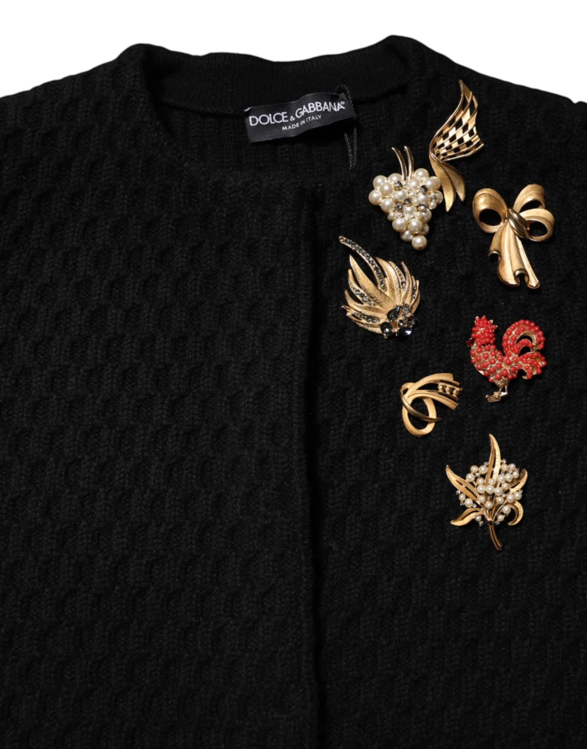 Dolce & Gabbana Black Cashmere Quilted Embellished Jacket - IT36|XXS - Bolero Jackets