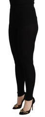Dolce & Gabbana Black Cashmere Stretch Waist Tights Pants - Tights