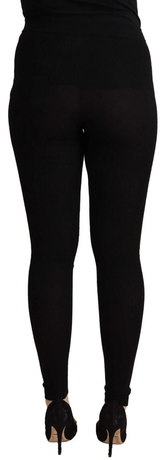 Dolce & Gabbana Black Cashmere Stretch Waist Tights Pants - Tights