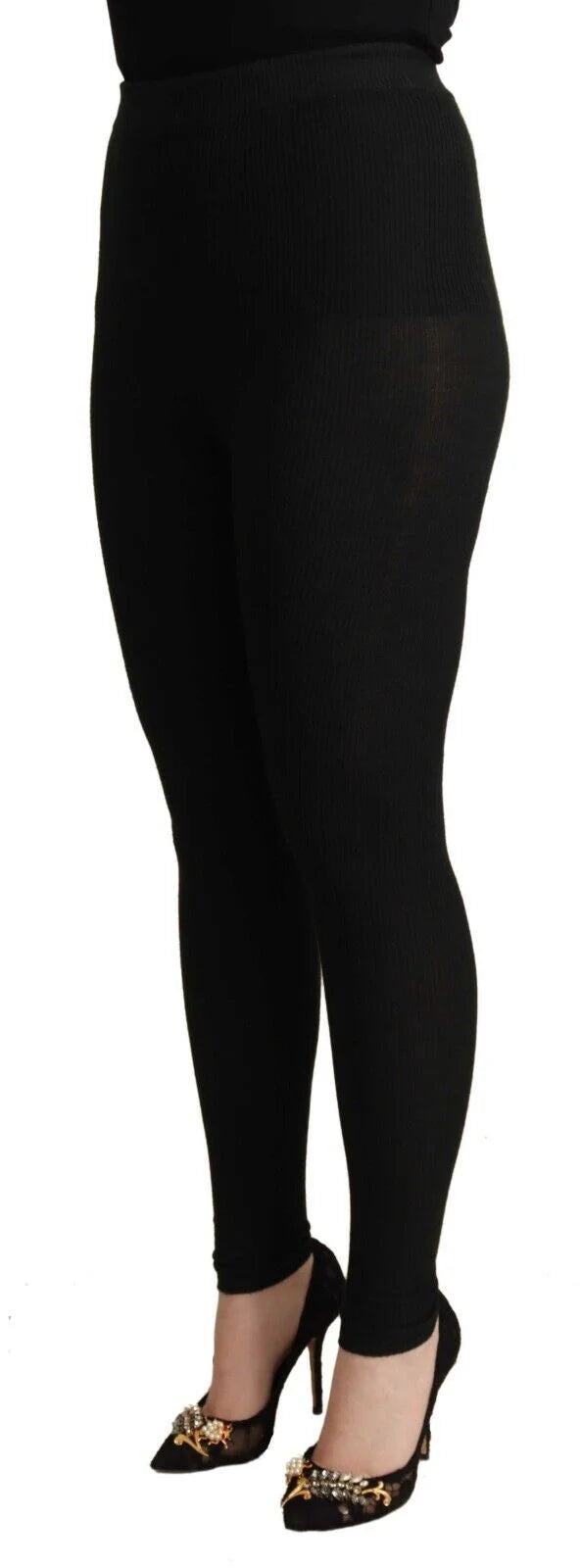 Dolce & Gabbana Black Cashmere Stretch Waist Tights Pants - IT40|S - Tights